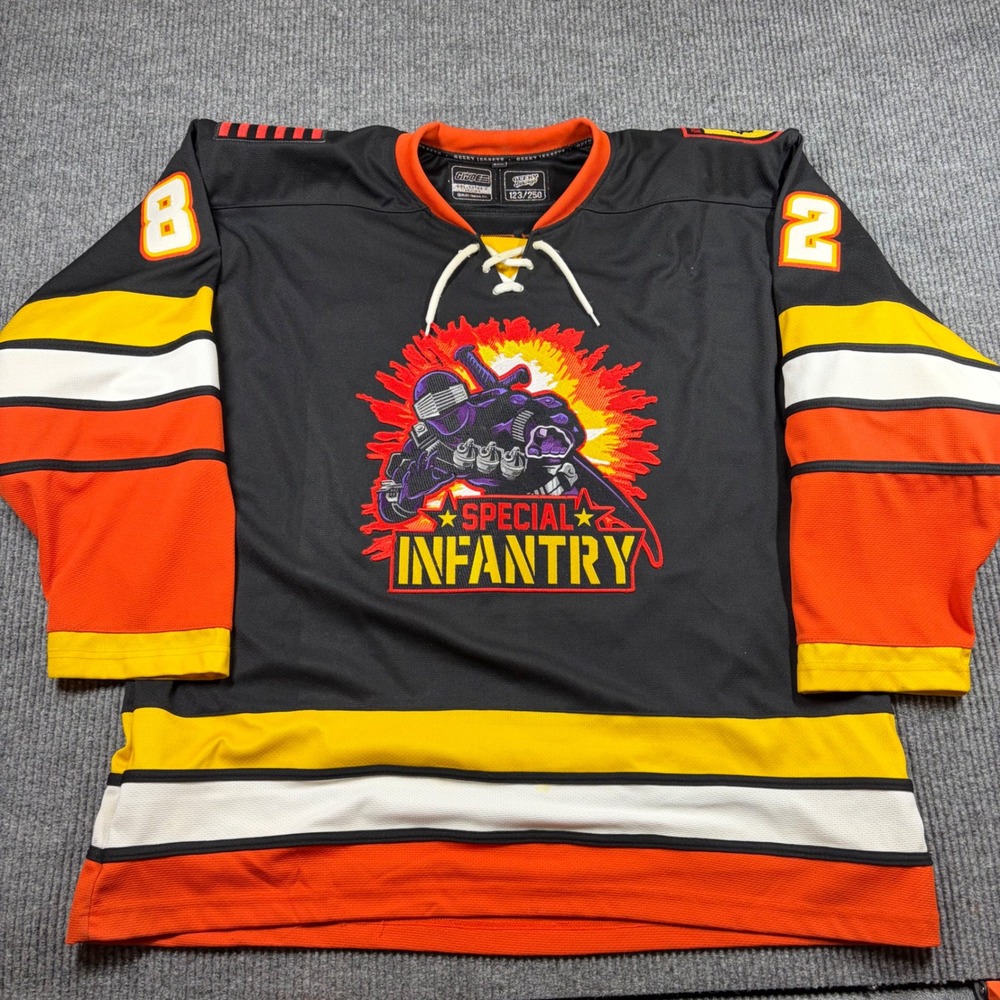 Geeky Jerseys GI Joe Snake Eyes Special Infantry Hockey Jersey Mens 2XL 123/250